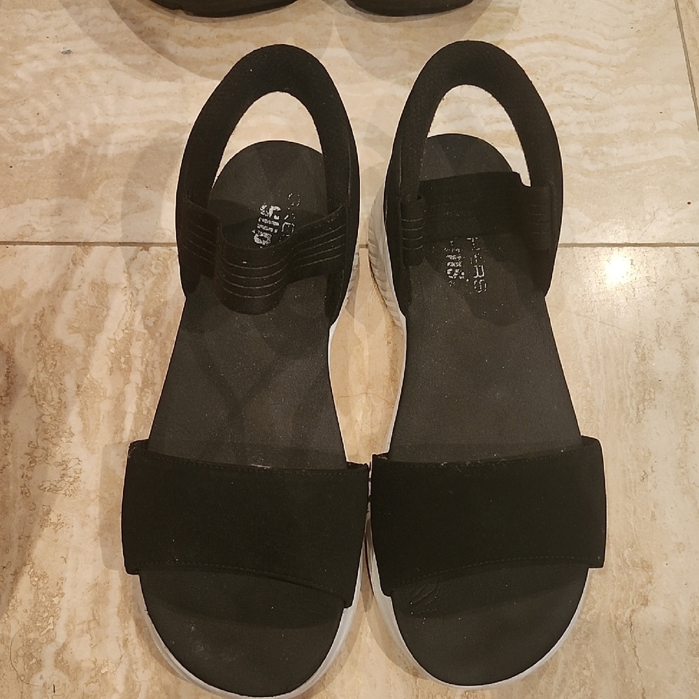 Skechers Black Slip-On Sandals Minimalist Design